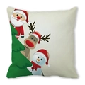 Close-up of Santa Claus and reindeer print on peach skin festive pillow cover - 18x18 Inch / 7