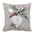 Funda de cojín navideño con corazón blanco y campanas de plata en tela de piel de melocotón - Colgante de Corazón Gris With Love (2)