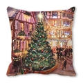 Kissenbezug aus Leinen mit Vintage-Druck einer europäischen Stadt in der Weihnachtsnacht - Europäische Kleinstadt Nachtszene Stil (33)