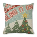 Close-up of vintage Santa Claus cushion cover with 3D texture and festive printing - 18x18 Inch / 22
