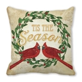 Christmas cardinal bird print pillowcase with 'Tis the Season' holiday wreath design - Cardinal Wreath Tis The Season