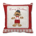 Red Christmas pillowcase featuring a cute gingerbread man and Merry Christmas text - Standard Square (45*45cm) / Personified Gingerbread Man Red Textured Style (19)