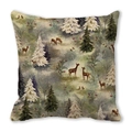 Christmas deer print pillowcase in vintage forest style made of soft peach skin fabric - Retro Winter Forest Deer Rabbit Style (16)
