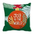 Green Christmas pillow cover with red joy ornament and pine branch pattern - Dark Green Red Ball Joy to the World