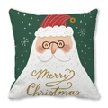 Festive Santa Claus square pillowcase in dark green with golden Merry Christmas text - 18x18 Inch / 12