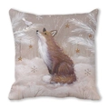 Peach skin pillowcase featuring hand-drawn winter forest fox and bird illustration - Fox and Bird Style (17)