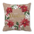 Kerstkrans kussenhoes met HAPPY Christmas tekst op zachte perzikhuid stof - Kraftpapier Stijl Happy Christmas Krans (6)