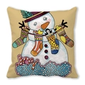 Housse de coussin bonhomme de neige avec chaussettes de Noël et inscription Joy - 45x45cm / Bonhomme de Neige JOY (18)