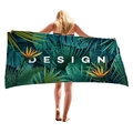 Thick tropical monstera leaf beach towel with orange bird of paradise flower - Rainforest Design Bird of Paradise Style (5)