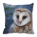 Winter owl watercolor print decorative pillow cover on soft peach skin fabric - 18x18 Inch / Barn Owl Snow Night (Style 23)