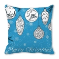 Blue peach skin Christmas pillowcase with festive ornaments and Merry Christmas print - Light Blue Hand-painted Christmas Ball Print (3)