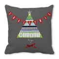 Deep grey square Christmas pillowcase featuring a colorful striped abstract tree - Dark Grey Abstract Christmas Tree (16) / 18x18 Inch