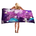Asciugamano da spiaggia con motivo galassia stellata in viola e blu scuro - Costellazione del Pianeta Viola (7)