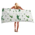 Serviette de plage épaisse avec imprimé palmier vert et motifs géométriques jaunes - Style Géométrique Feuille de Palmier Verte (11)