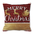 Christmas pillowcase with red buffalo plaid, gold reindeer sleigh, and Merry Christmas text - Standard Square (45*45cm) / Buffalo Plaid Santa Sleigh Style (28)