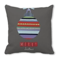 Dark gray peach skin velvet pillowcase with colorful Christmas ball ornament design - Dark Grey Christmas Ball Print (18) / 18x18 Inch
