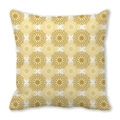 Federa quadrata in pelle di pesca con motivi a fiocco di neve dorati su fondo bianco - 45x45 cm / Stile 20 - Fiocchi di Neve Geometrici Oro Bianco Giallo