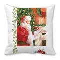Christmas Santa Claus pattern pillowcase with fireplace scene on peach skin fabric - 18x18 Inch / 9