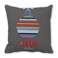 Dark grey Merry Christmas pillow case with colorful festive ornament print - Dark Grey Colorful Christmas Ball (19) / 18x18 Inch