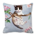 Cute watercolor kitten on cherry blossom branch square peach skin pillow cover - 18x18 Inch / Kitten with Cherry Blossoms (Style 29)