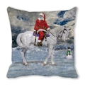 Macro view of the high-density peach skin fabric texture on the Santa Claus cushion - Santa Riding a White Horse (39)