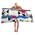 Microfiber beach towel with geometric abstract print of sailboats and sun in bold colors - Abstract Geometric Ocean Scene (8)
