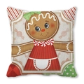 Christmas pillowcase with a gingerbread girl design and festive red striped dress - Standard Square (45*45cm) / Gingerbread Girl Red Striped Dress Style (31)