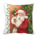 Christmas Santa Claus cushion cover with gift bag and tree print on peach skin fabric - 18x18 Inch / 10