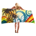 Colorful tropical beach towel with palm trees, rainbow stripes, and polka dot patterns - Tropical Style Print (15)