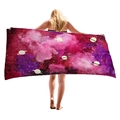 Grande telo da mare con motivi di galassie stellate e pianeti rosa e viola - Motivo Saturno Rosa Viola (11)