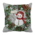 Kerst kussenhoes met sneeuwpop krans en Let It Snow tekst van zachte peach skin stof - Sneeuwpop Krans Let It Snow (18)