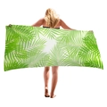 Thick tropical palm leaf beach towel with vibrant green floral print for summer vacation - Green Palm Broad Leaves (11)