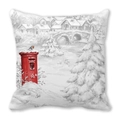 Christmas deer collection pillowcase featuring artistic snowy house and red mailbox print - Quiet Snow Red Mailbox Style (24)