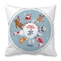 Christmas Peach Skin Pillowcase with Santa Reindeer and Forest Animals Print - Hand-painted Festival Animal Wreath (13) / 18x18 Inch