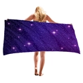 Asciugamano da spiaggia spesso con cielo stellato viola e motivo a stelle luminose - Motivo Luce Stellare Viola (12)