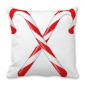 Housse de coussin de Noël motif canne en sucre sur tissu peau de pêche blanc - 45x45cm / Sucreries de Noël Croisées (28)