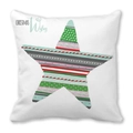 White Christmas pillowcase featuring a colorful patchwork star and Christmas Wishes text - White Colorful Pentagram (24) / 18x18 Inch