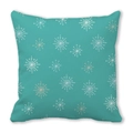 Fodera per cuscino turchese con fiocchi di neve in morbido velluto pelle di pesca - 45x45 cm / Stile 24 - Fiocco di Neve Radiale Turchese