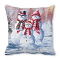 Christmas snowman family oil painting style peach skin square throw pillow cover - Snowman Family Father and Son (22)