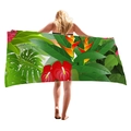 Microfiber beach towel with tropical monstera leaves and red anthurium floral print - Anthurium And Heliconia (12)