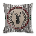 Christmas pillowcase with reindeer silhouette and grey wood texture on peach skin fabric - Standard Square (45*45cm) / Black Reindeer Retro Wood Grain Style (37)