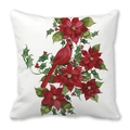 Detailansicht vom Vogel- und Weihnachtsstern-Druck auf dem Pfirsichhaut-Kissenbezug - Kardinal und Weihnachtsstern Blumen (2)