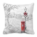 Christmas deer series pillowcase with snowy street scene and red British mailbox print - Retro Mailbox and Robin Style (26)