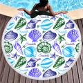 Round beach towel with seashell pattern, tassels, and microfiber fabric for summer holiday - Seashell & Starfish (5)