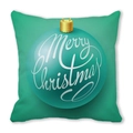 Funda de cojín navideña turquesa con estampado de adorno y Merry Christmas - Color Turquesa Estampado de Bolas de Navidad (10)
