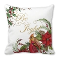 Detail von Be Joyful Kardinalvogel und Weihnachtsstern Druck auf weißem Kissenbezug - Be Joyful Kardinal und Weihnachtsblume (6)