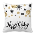 Christmas pillow cover with Happy Holidays text and gold stars on white fabric - Black Gold Happy Holidays Style (15) / 18x18 Inch