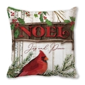 Weihnachts-Kissenbezug mit rotem Kardinalvogel, Noel-Text auf weißem Holzgrund - Noel Joy and Peace Kardinal (38)