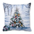 Christmas tree snow scene printed peach skin pillowcase for winter holiday decor - Snow Forest Pentagram (3)