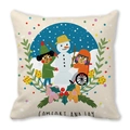 Housse de coussin de Noël motif chien et cerf avec imprimé Comfort and Joy - 45x45cm / Enfants Confort et Joie (31)